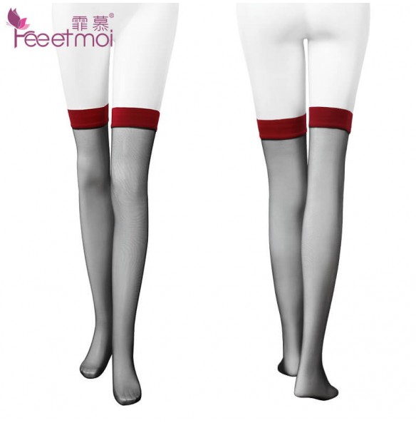 FEE ET MOI Ins Style Thigh High Stockings (Black - Red)